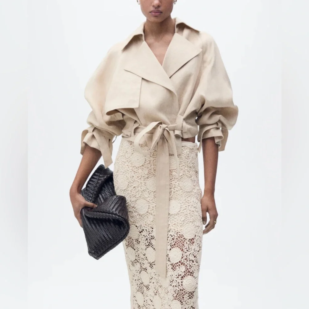 NWT Mango Linen Jacket with Belt - XS - Picture 2 of 10